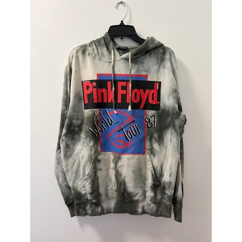 Pink‎ Floyd World Tour 87 Hoodie Mens L Gray Tie Dye A Momentary Lapse of Reason
